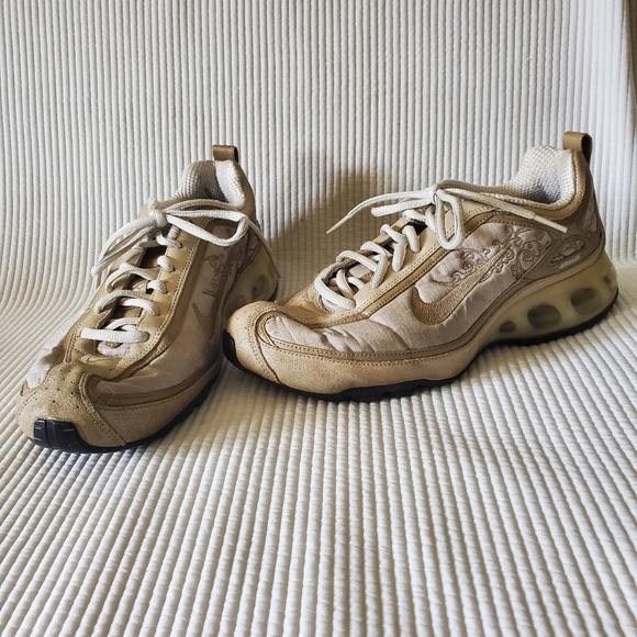 Nike Air Max 180 + Running Shoes 315941-121 Women's Size 7.5 Beige Gold Floral - Picture 1 of 13